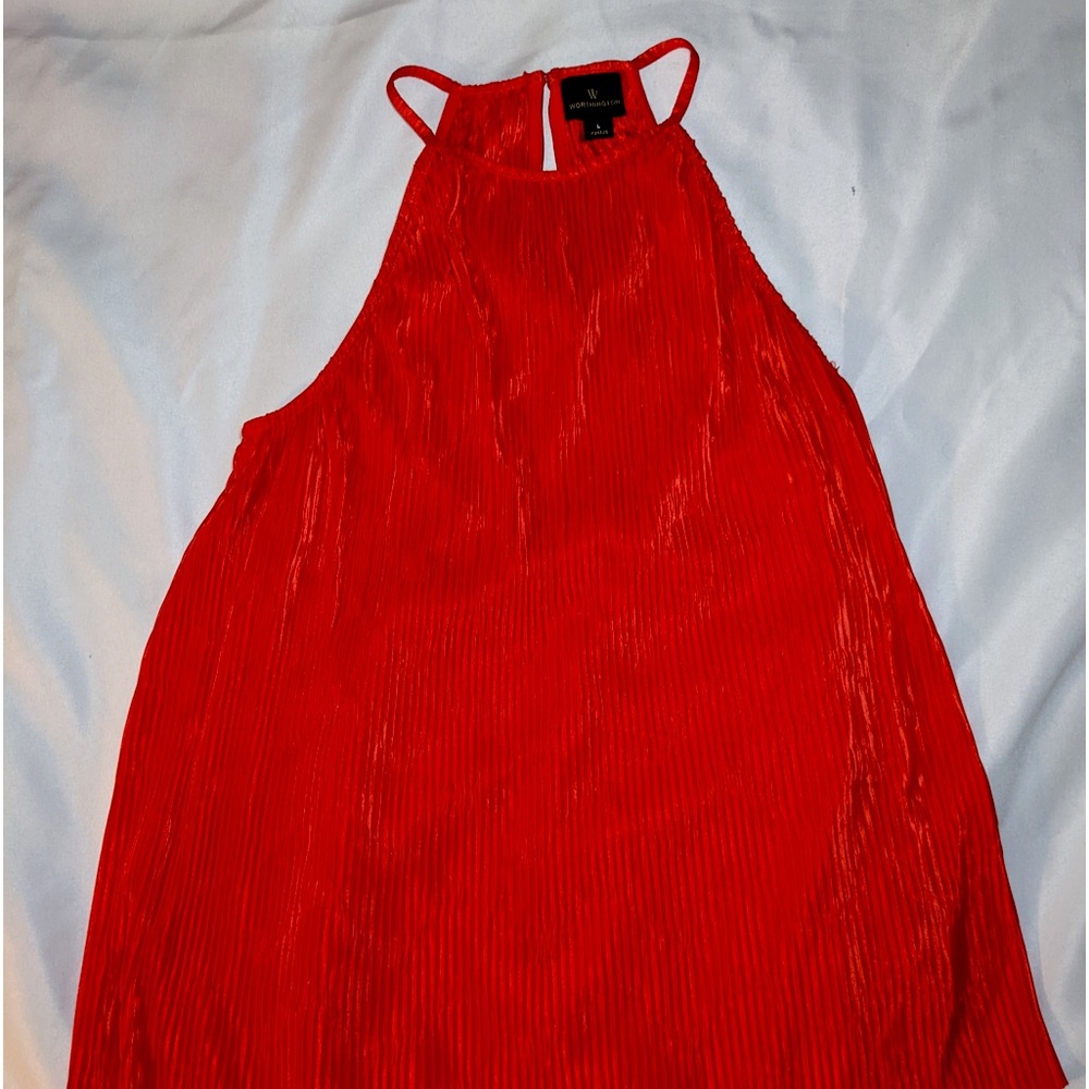 Bright red pleated top